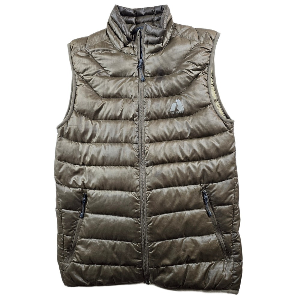 Eddie Bauer Goose Down Puffer Vest Mens Small Olive Green Whittaker First Ascent